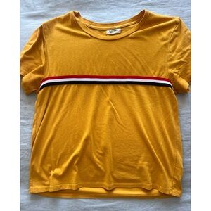 Yellow T-Shirt with Striped Detail